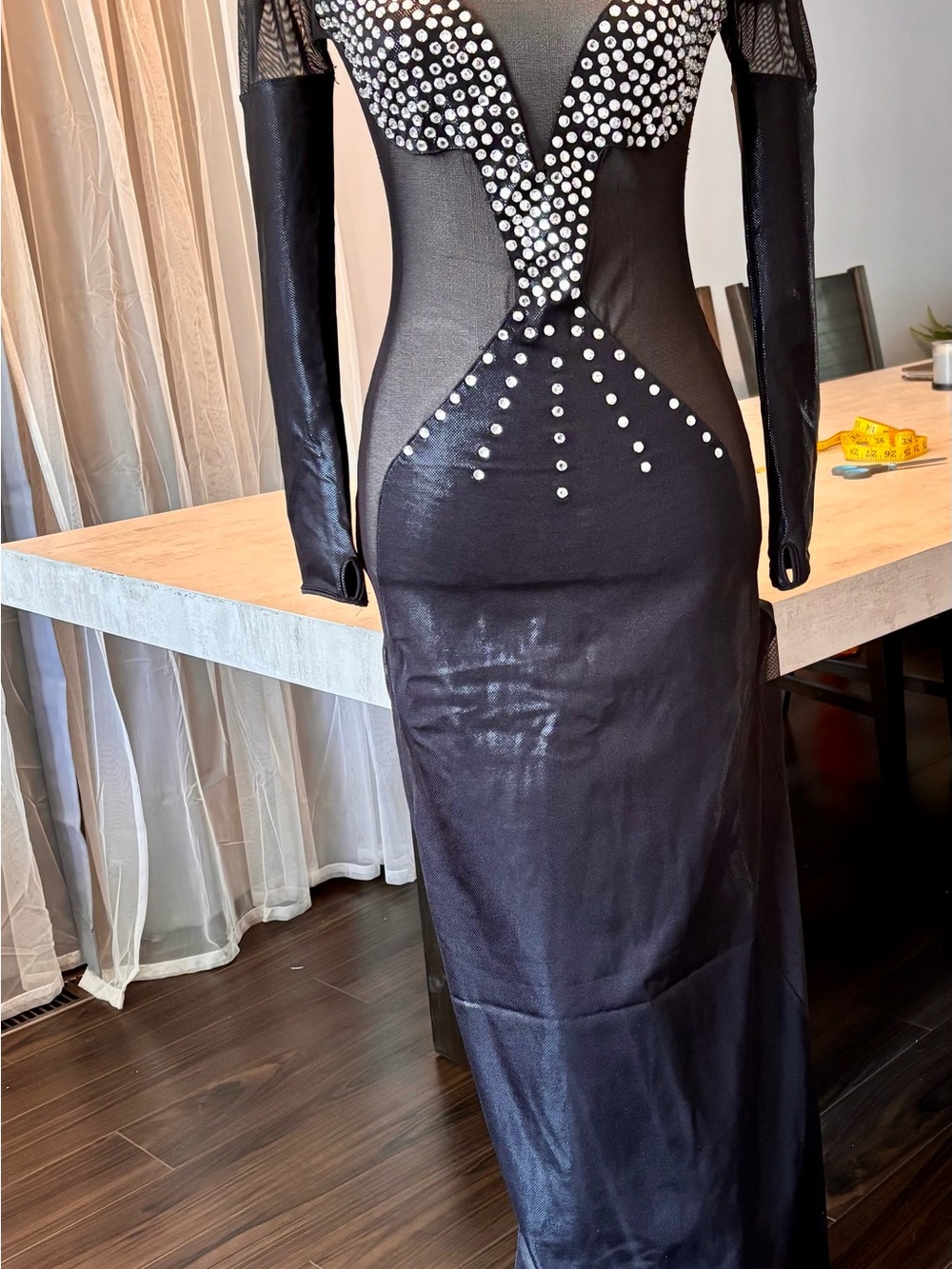 Premium Halloween/Fetish Gown with Rhinestones